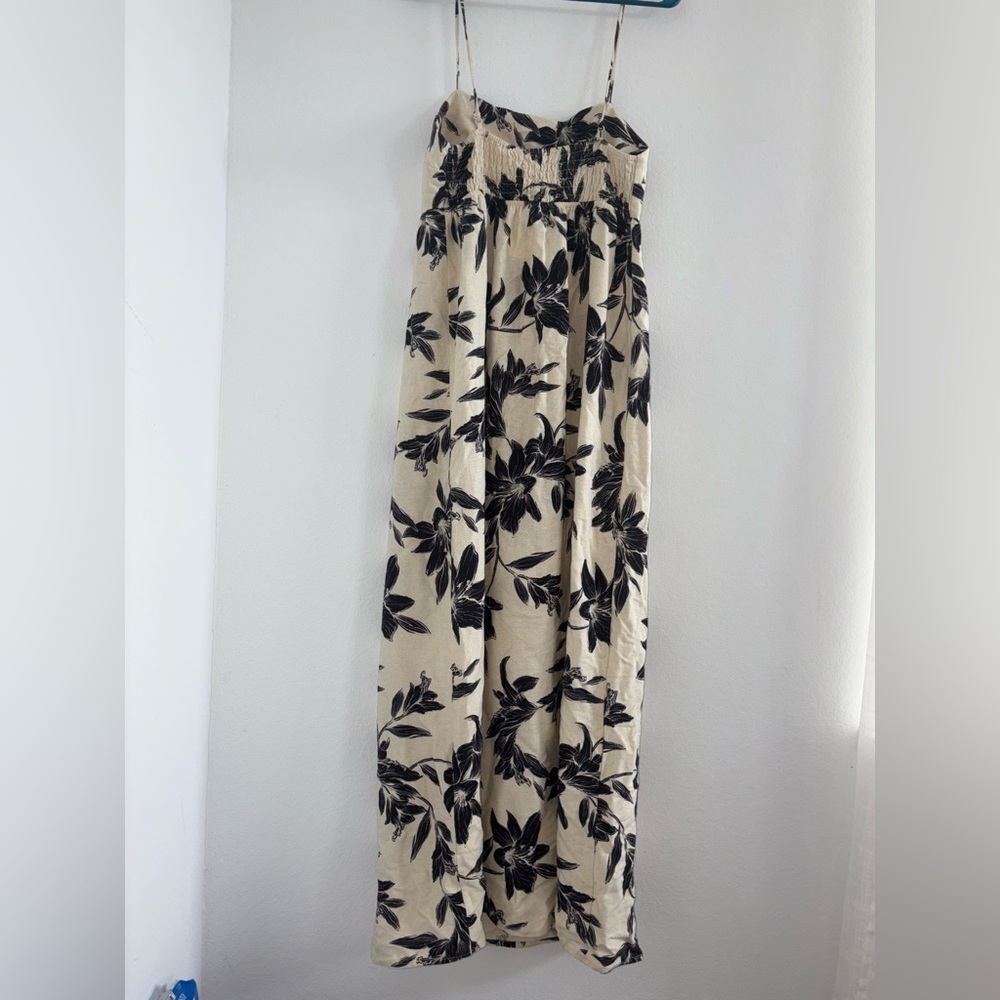 NWT Linen Tropical Neutral Maxi Dress - Picture 7 of 13